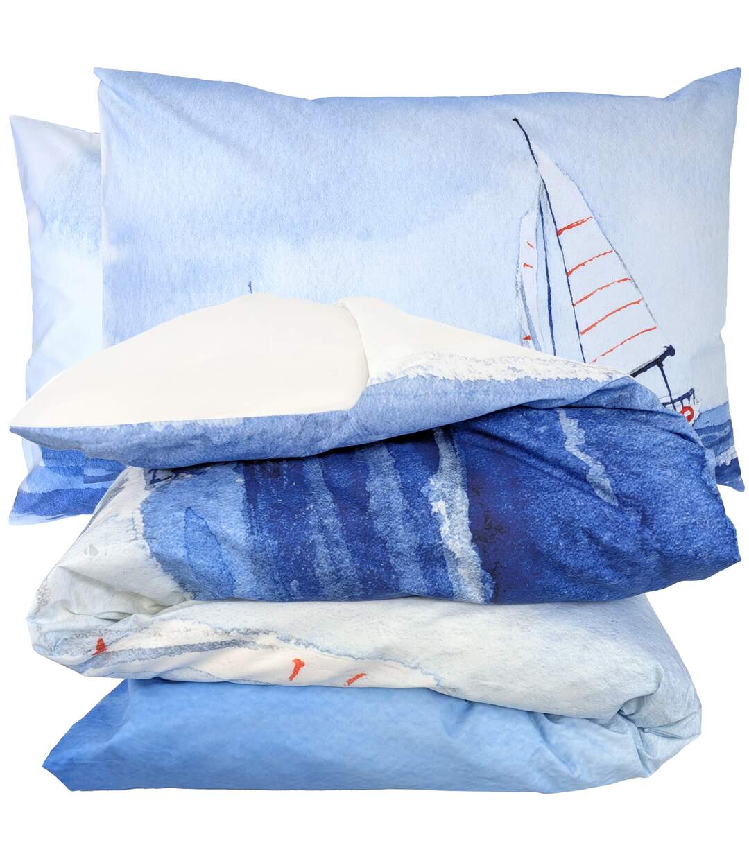 Parure de lit percale de coton collection REGATE Taie 50x70 cm-2