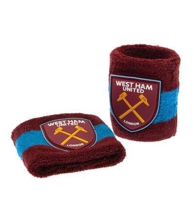 West Ham United FC Crest Wristband (Pack of 2) (Claret Red/Blue) (One Size)