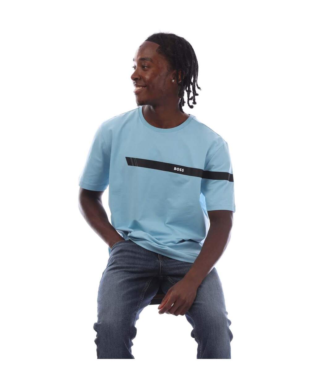 T-shirt Motif/style À Rayures Homme Bleu Boss-1