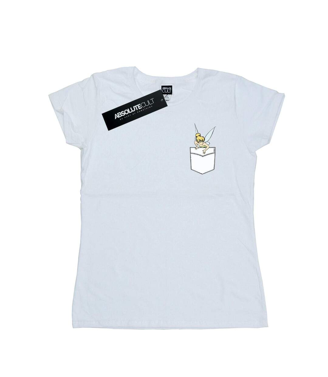 Disney T-shirt en coton à fausse poche Finker Bell Femme/Ladies (Blanc) - UTBI43867-1