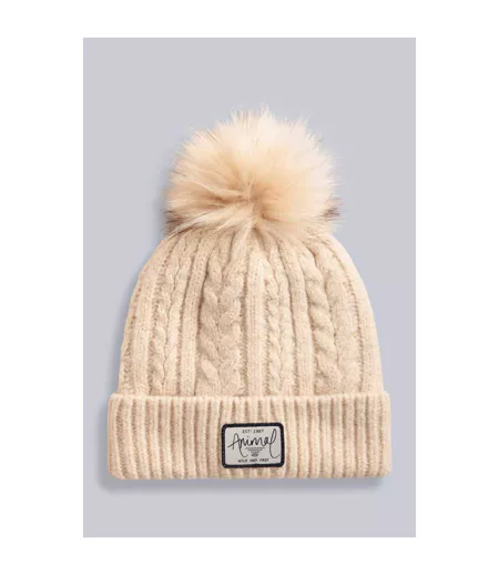 Bonnet D´hiver Becky Femme Beige Clair Animal