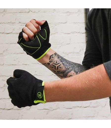 Mens Training Gloves Black Green Fitness Mad