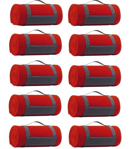 Lot 10 plaids couvertures polaires - rouge - 150x120 cm