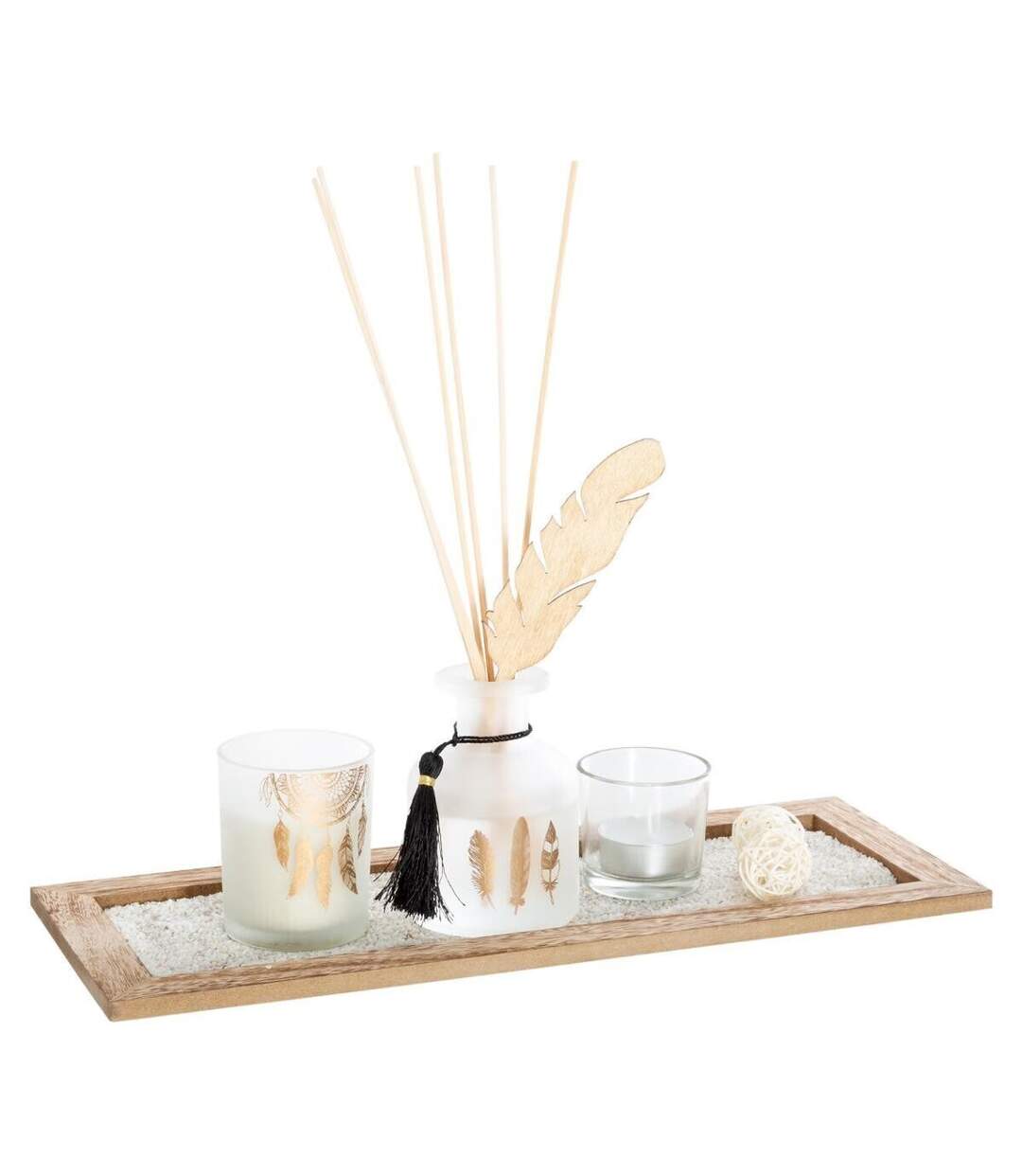 Coffret Senteur 8 Pièces Plume 37cm Bois de Gaïac-1