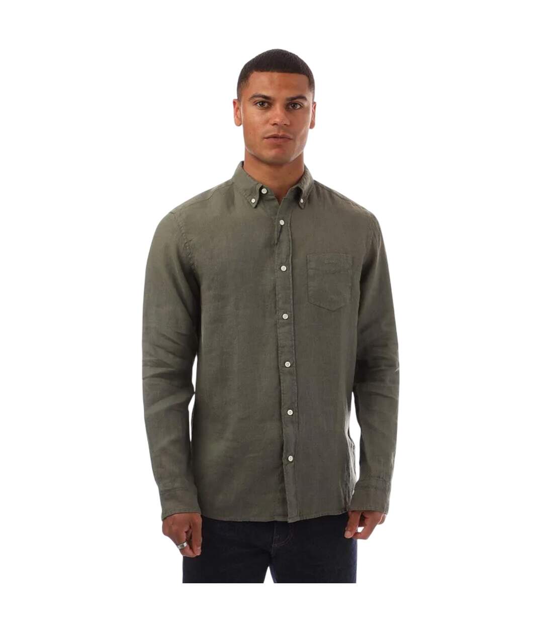 Mens Garment Dyed Regular Shirt Green Gant-3