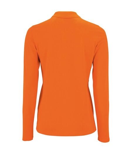 SOLS Womens/Ladies Perfect Long Sleeve Pique Polo Shirt (Orange) - UTPC3999