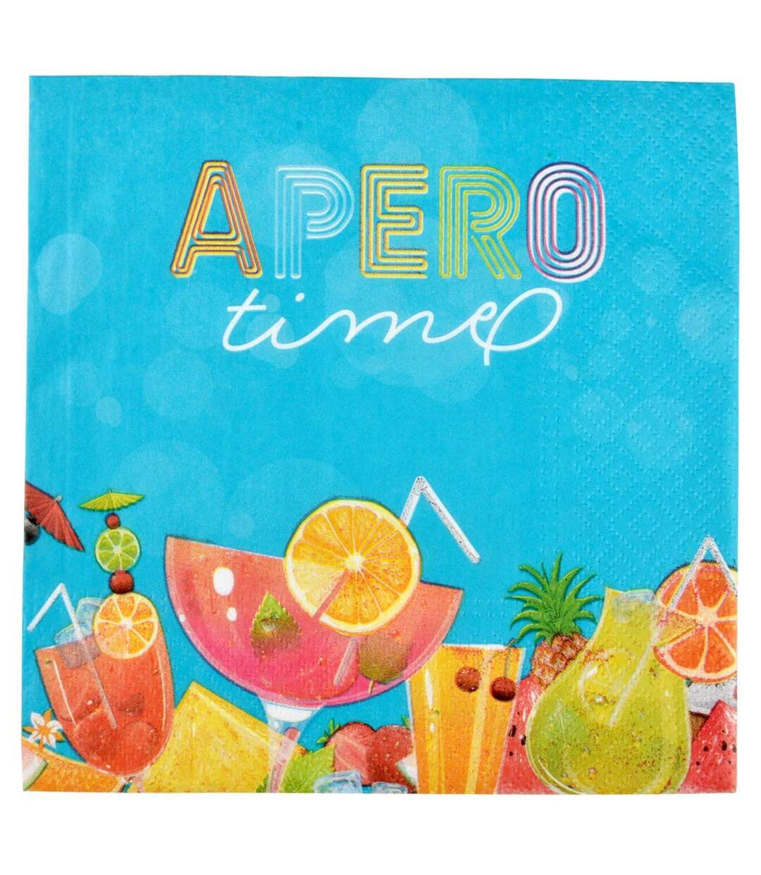Lot de 20 Serviettes en Papier Apéro Time 33x33cm Bleu-1