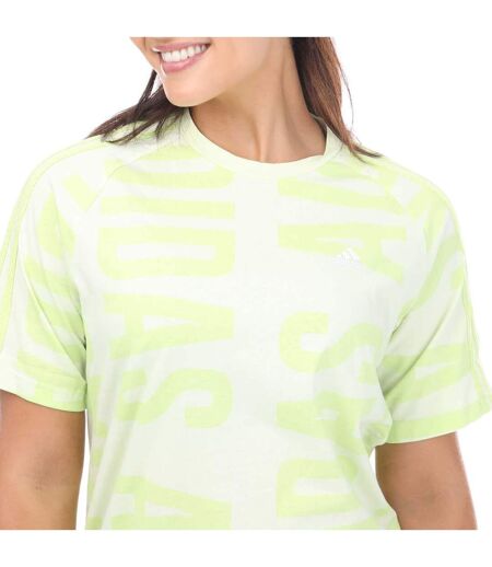 Womens/ladies essentials all-over print t-shirt lime Adidas