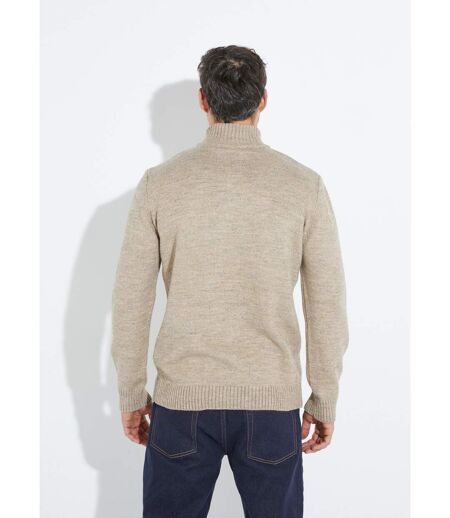 Pull col zippé chaud, laine majoritaire