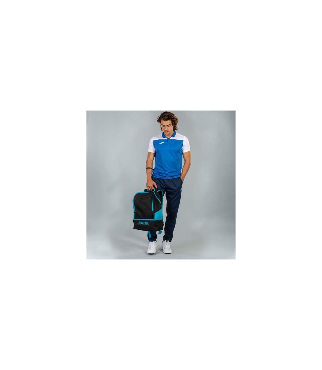Mens Hobby Ii Polo Shirt White Blue Joma-1
