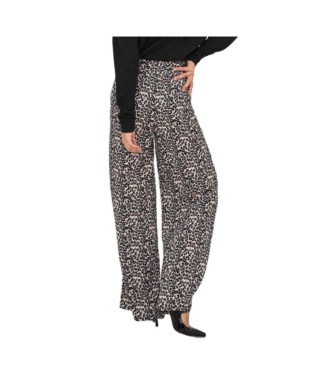 Pantalon fluide beige/marron femme jdy debbie - l-l32-2