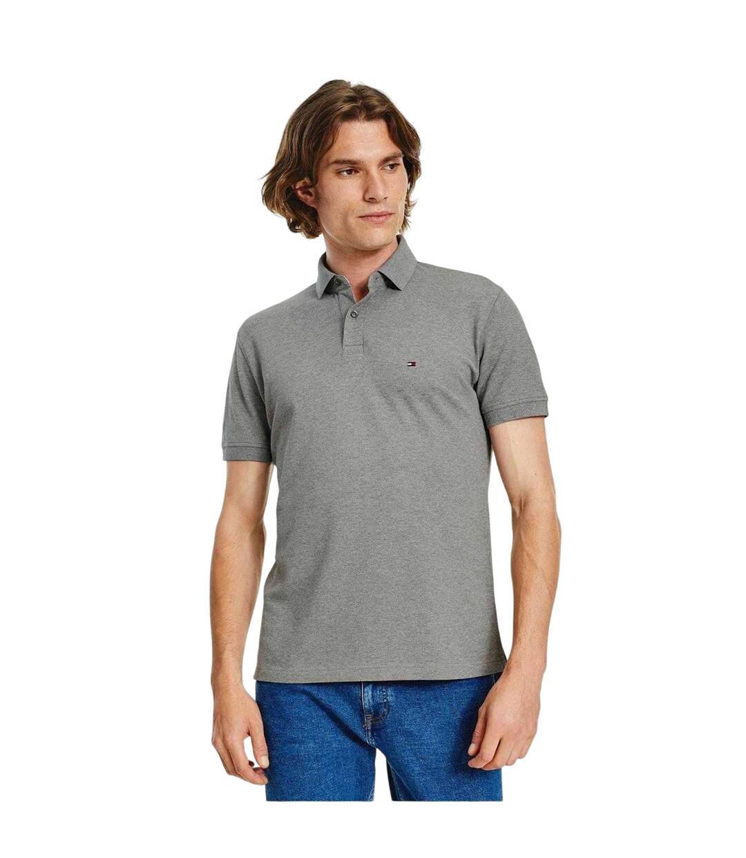 Polo Motif/style Logo Brodé Homme Gris Moyen Tommy Hilfiger-4