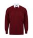 Front Row Long Sleeve Classic Rugby Polo Shirt (Deep Burgundy/White)