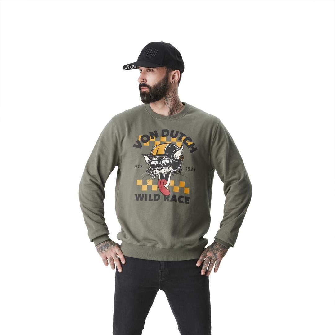 Sweat crew neck homme avec print devant Kat Vondutch-1