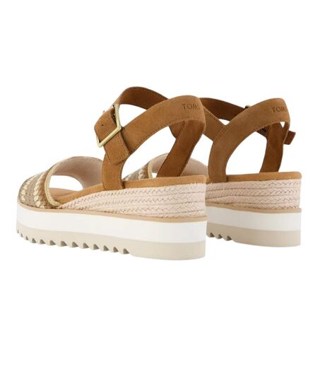 Womens/ladies Diana Suede Wedge Sandals Dark Beige Toms