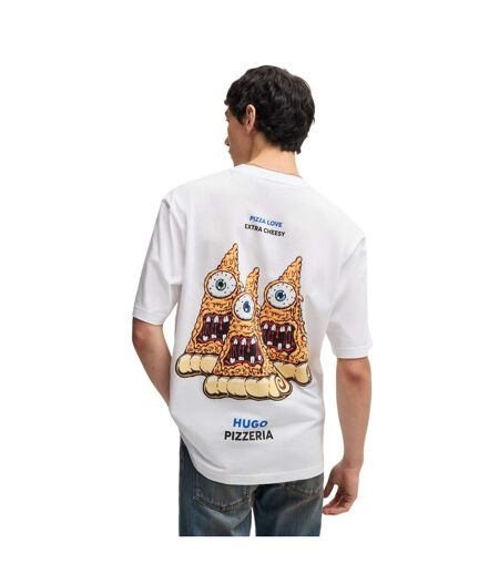 T-shirt Motif/style Pizza Nizzerio Homme Blanc Hugo Boss