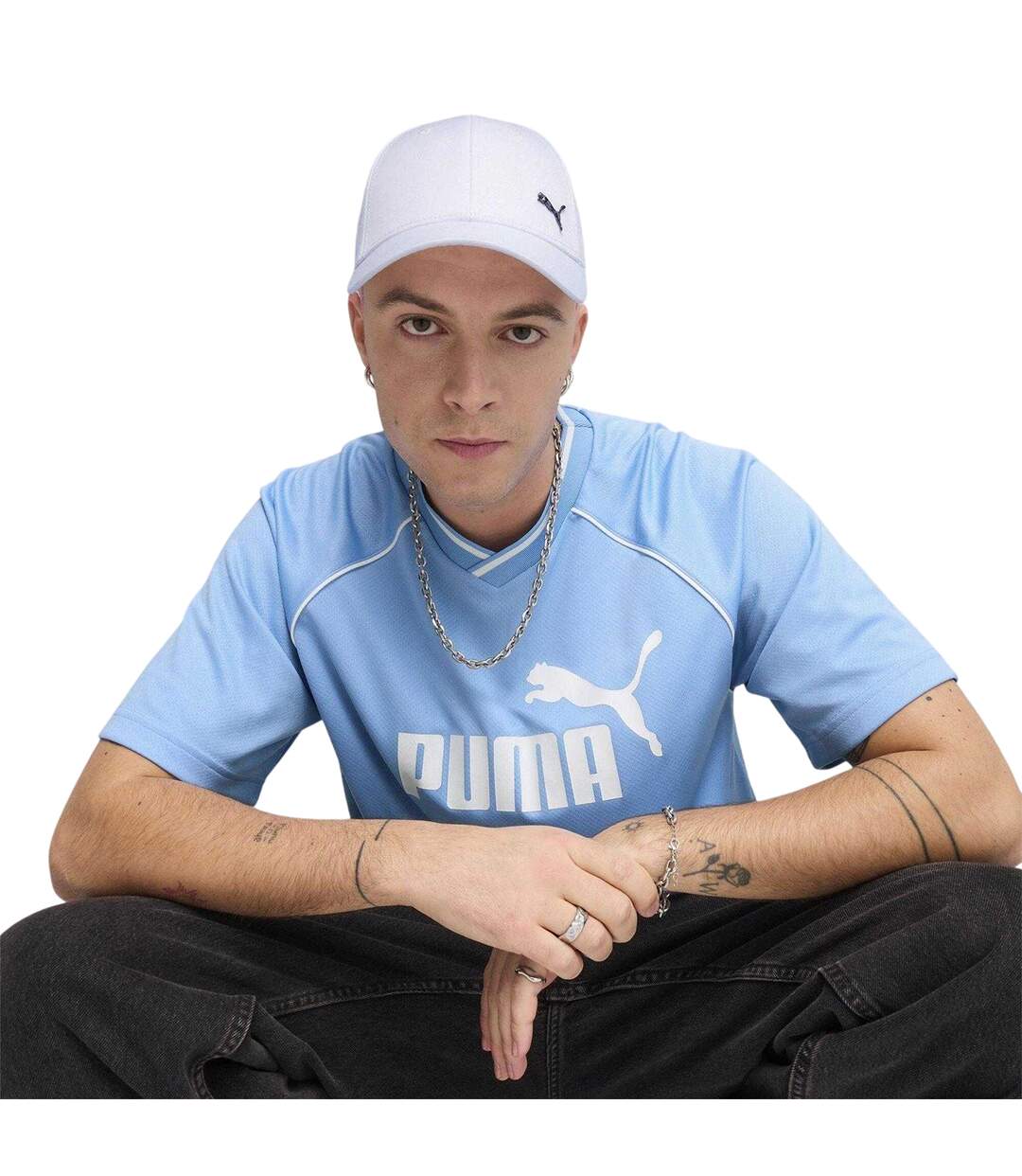 Mens Essential Metal Logo Baseball Cap  White Puma-4