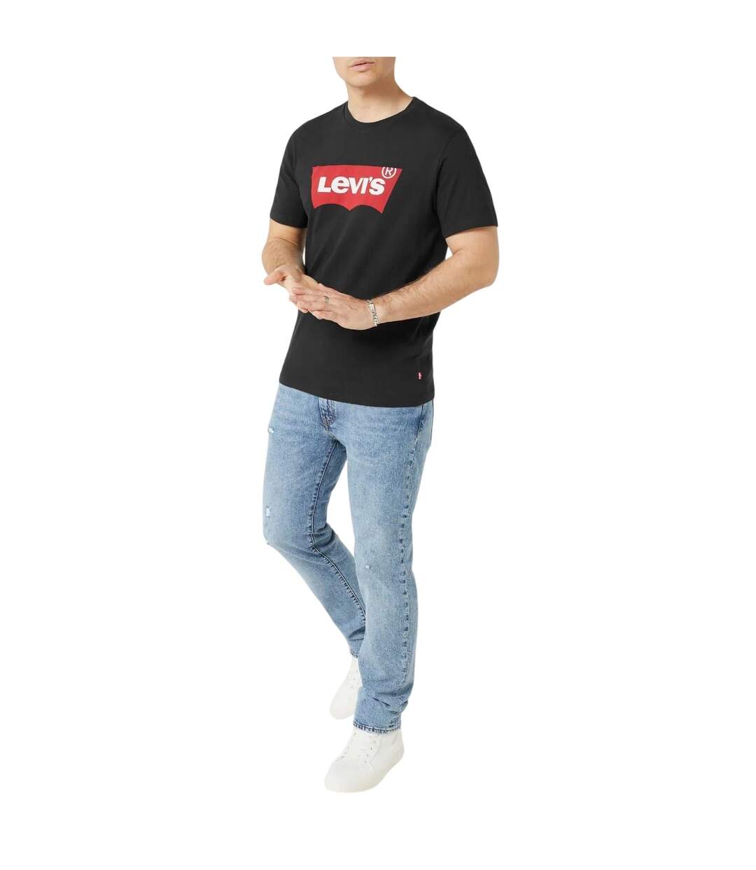 T-shirt Motif/style Aile De Chauve-souris Et Logo Homme Noir Rouge Levis-4