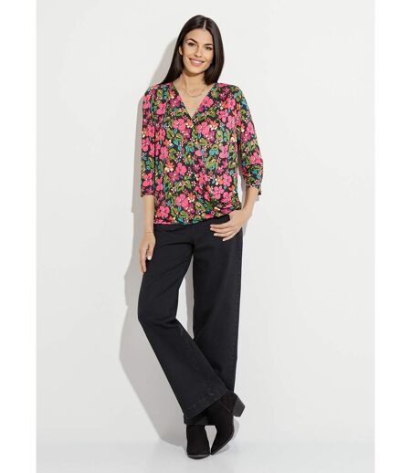 T-shirt blousant cache-coeur fleuri