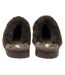 Ladies Faux Fur Trim Mule Slippers Brown Pink Tan Warm UK 3-8-2