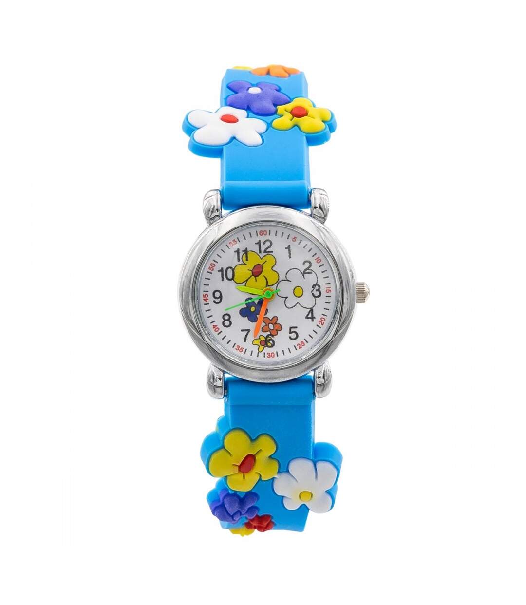 Montre Enfant Fille Silicone avec Fleur Bleu