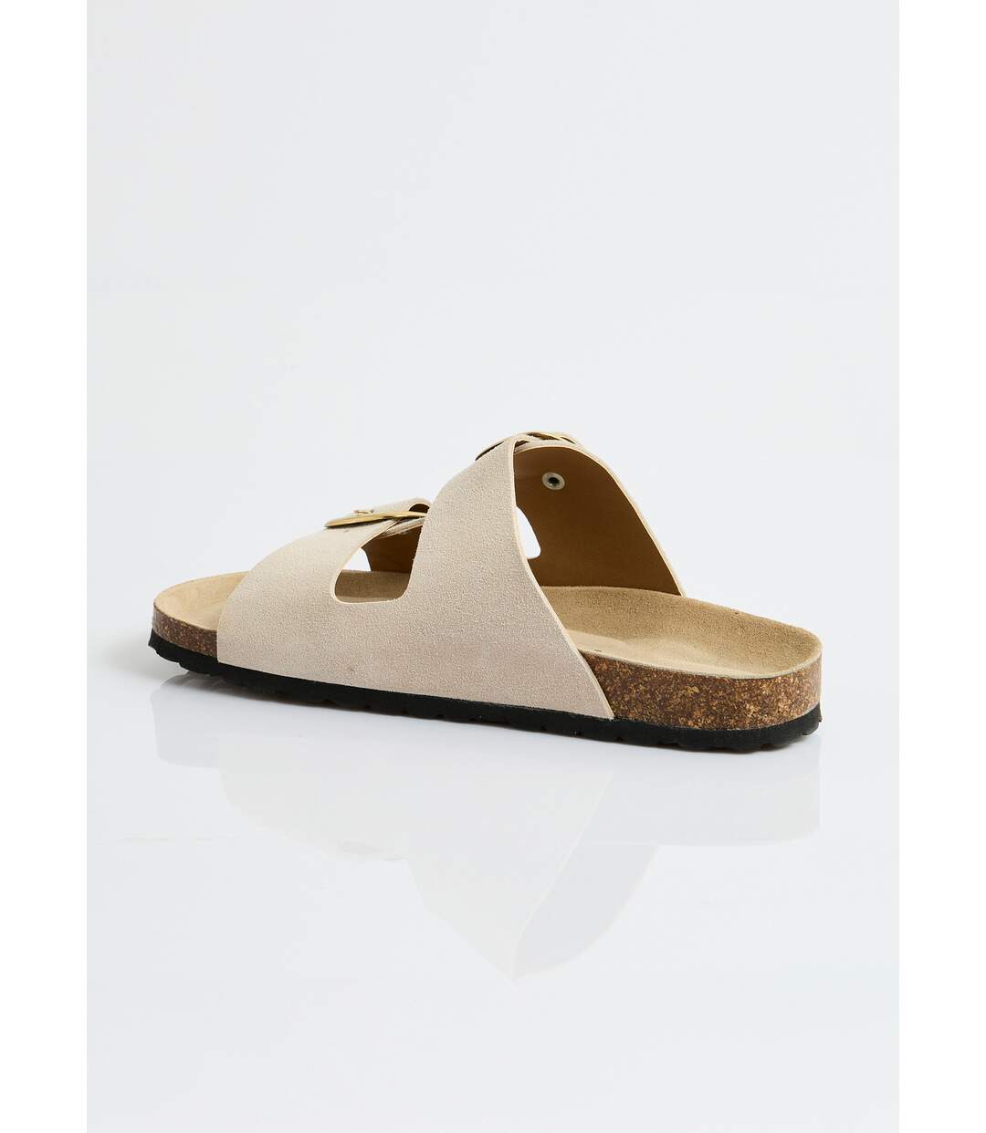 Mules ergonomiques compensées cuir à boucles-2