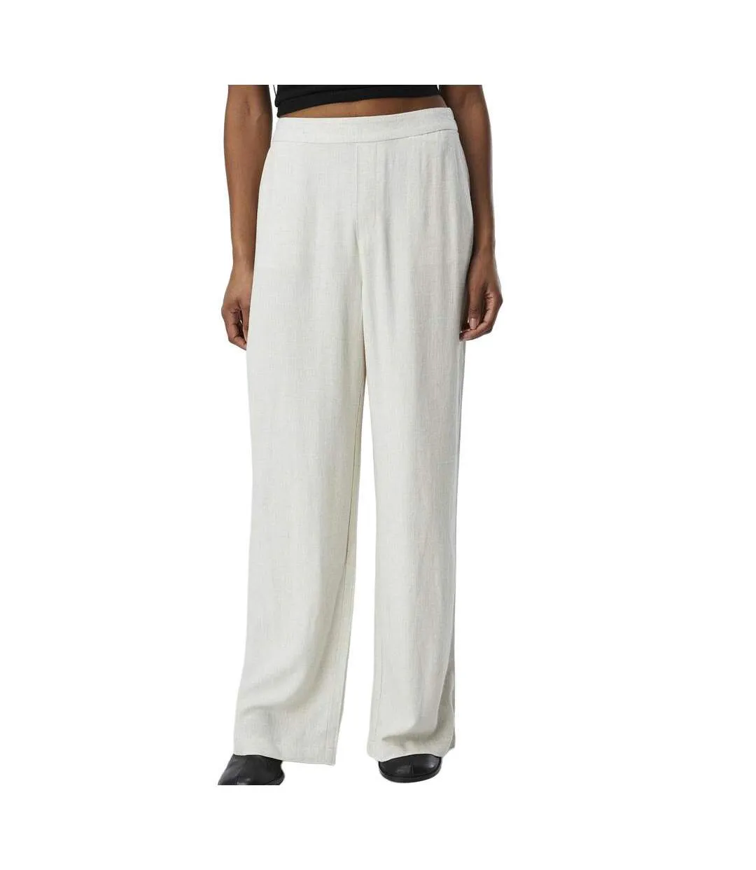 Pantalon fluide beige clair femme vero moda aline-1