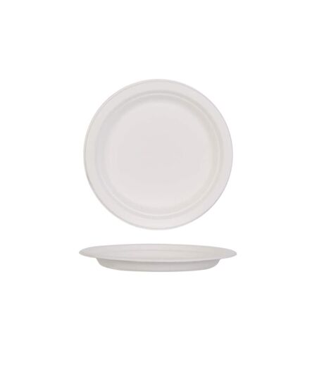 Lot de 10 Assiettes Rondes Canne à Sucre 17cm Blanc