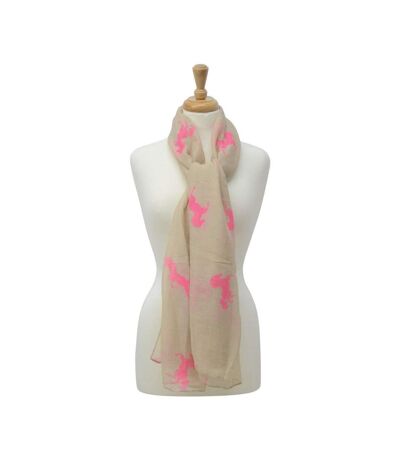 HyFASHION Womens/Ladies Belvoir Horse Print Scarf (Beige/Bright Pink Horse Print) (One Size)