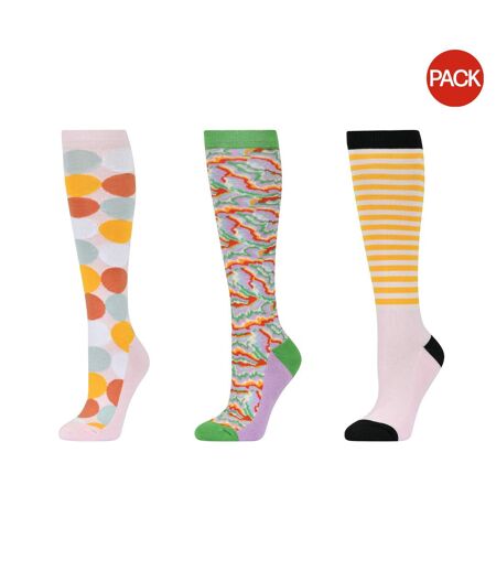 Pack of 3  Unisex adult pastello stripe high riding socks  multicoloured Dublin