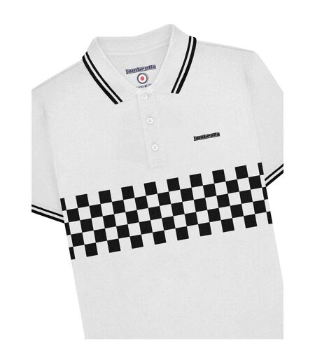 Mens Toned Polo Shirt White Black Lambretta