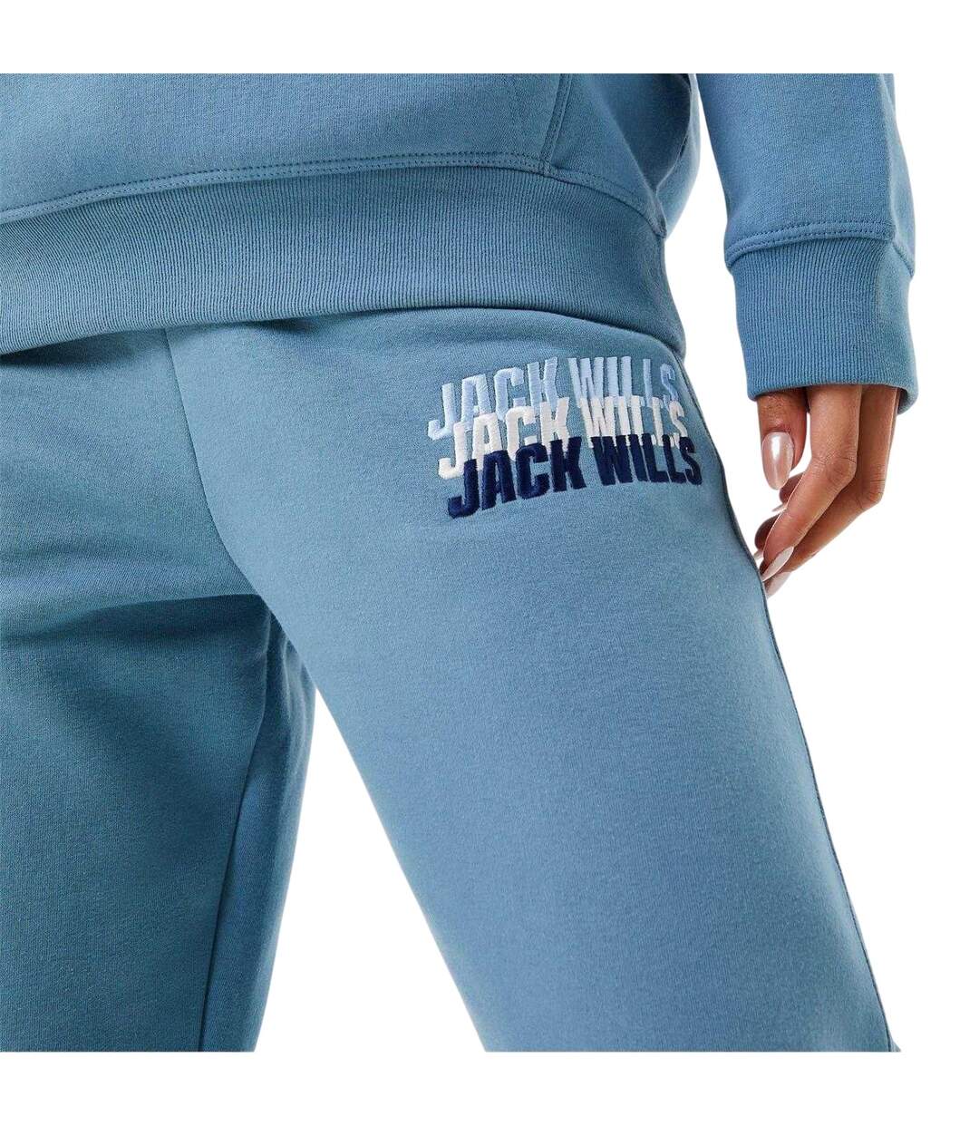 Womens/ladies Stacked Jogging Bottoms Shadow Blue Jack Wills-4