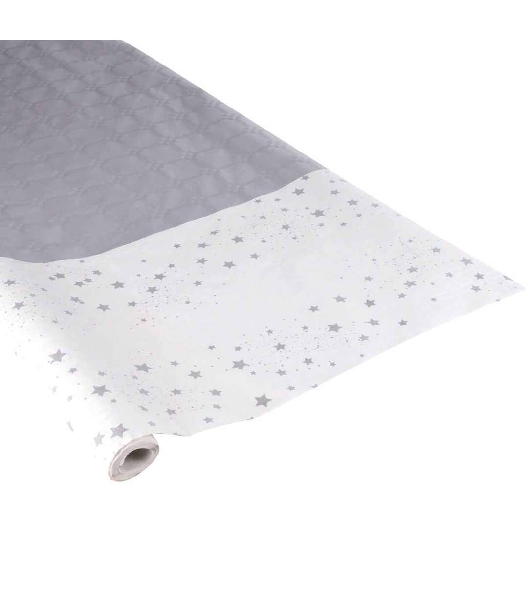 Nappe Papier Damassée Étoile 1,18x5m Argent-1