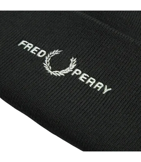 Bonnet Motif Graphique Adulte Vert Foncé Fred Perry