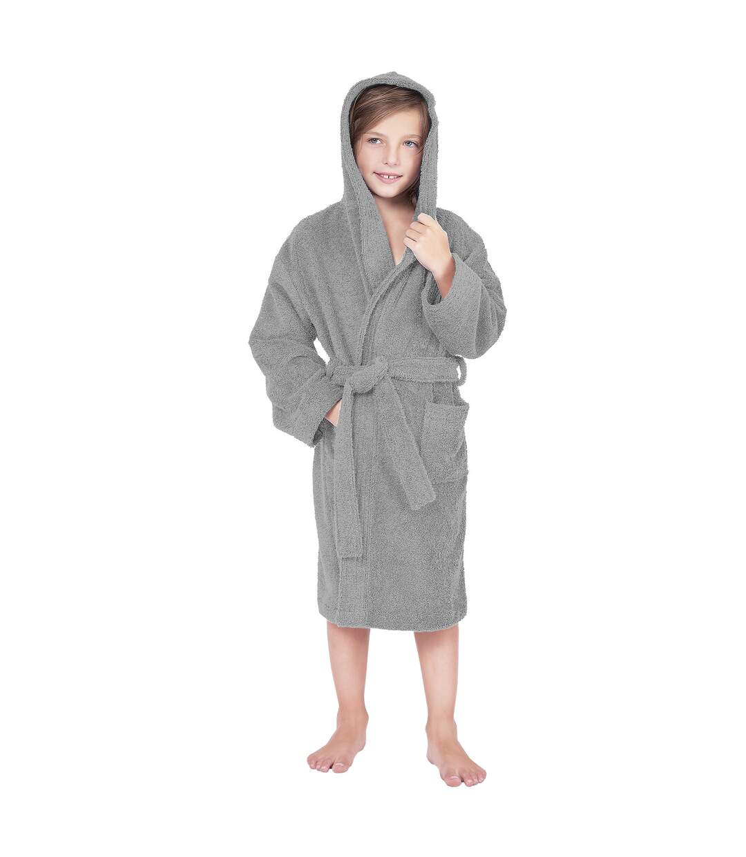 Peignoir enfant à capuche COOL en velours Capuche-3
