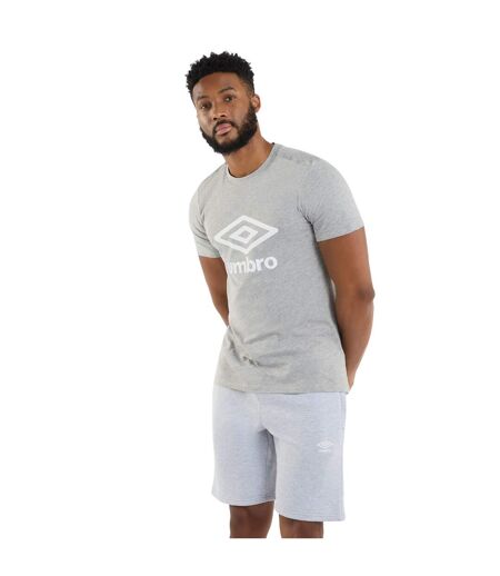 Mens Stacked Logo T-shirt Grey Marl Umbro