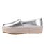 Womens/ladies Valencia Leather Espadrilles Silver Toms-3