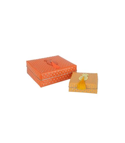 Lot de 2 Boîtes en Métal Gigognes 25cm Orange