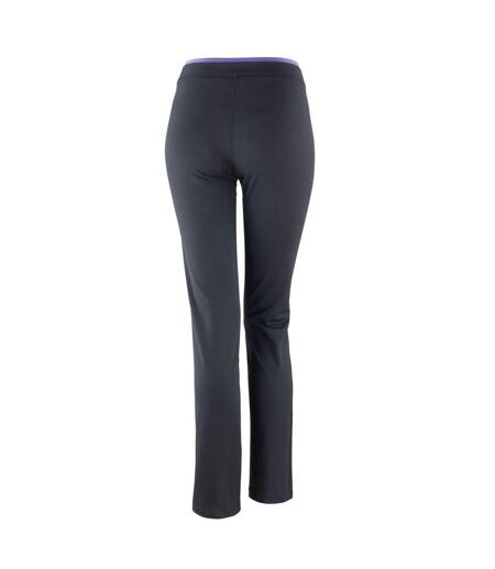 Womens/ladies Fitness Trousers Black Lavender Spiro