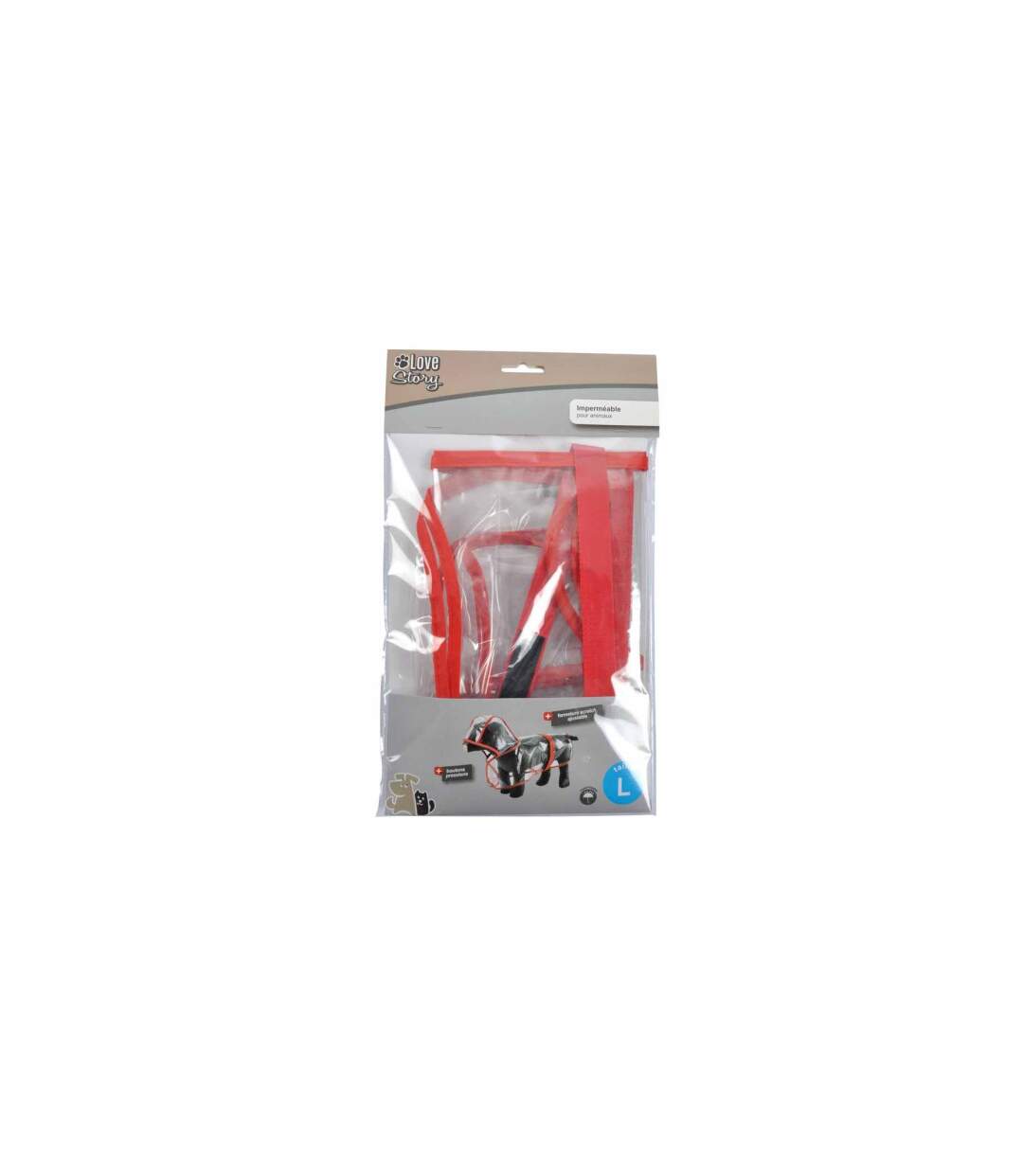Imperméable pour Chien Transparent 40cm Rouge-3