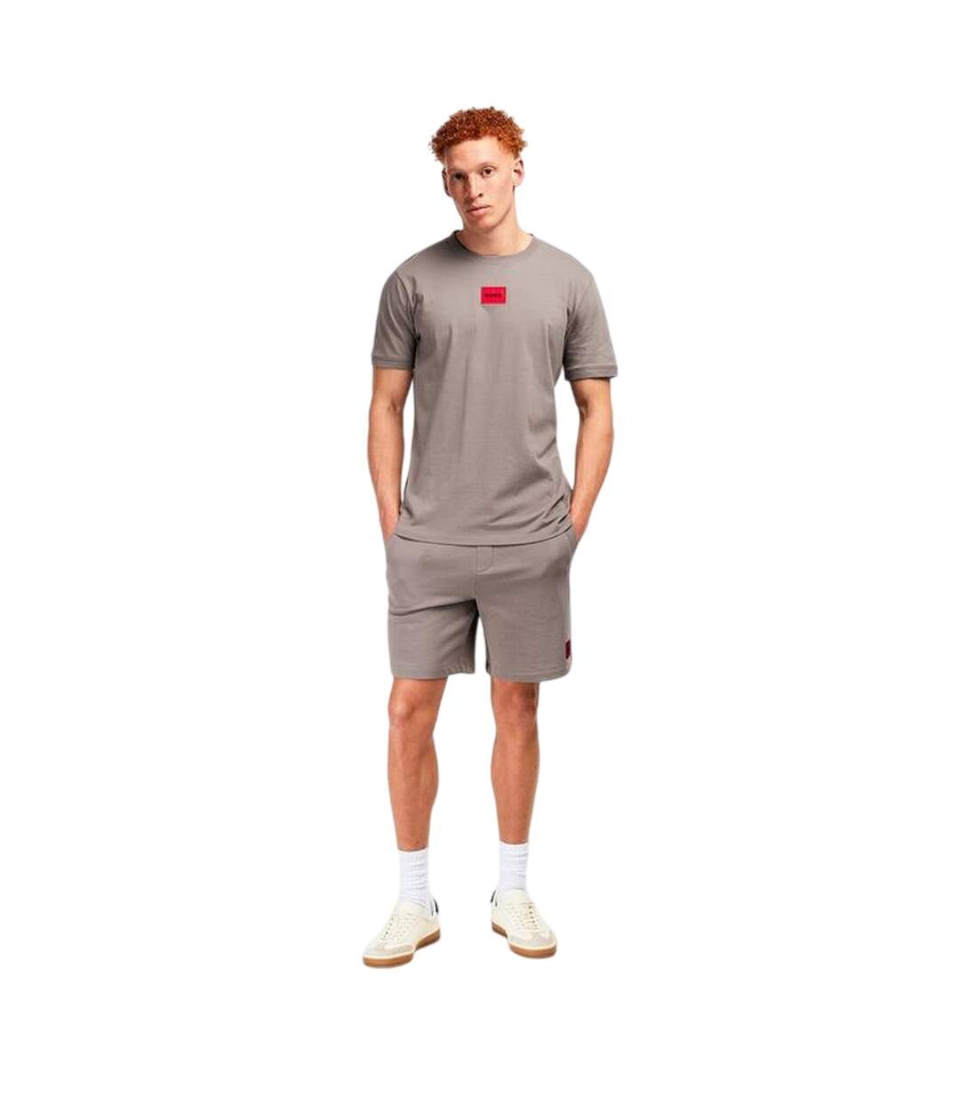 Mens Fleece Sweat Shorts Brown Hugo-4