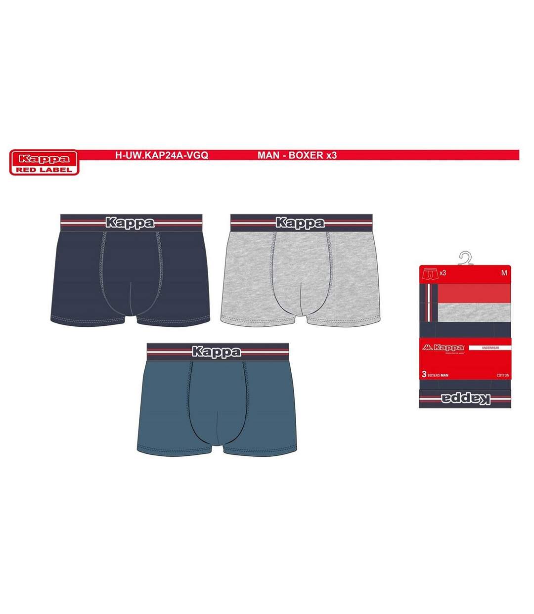 Boxer homme KAPPA Pack de 3 Boxers 2230-3