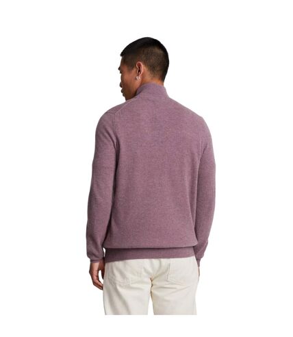 Mens lambswool full zip cardigan highland mauve marl Lyle & Scott