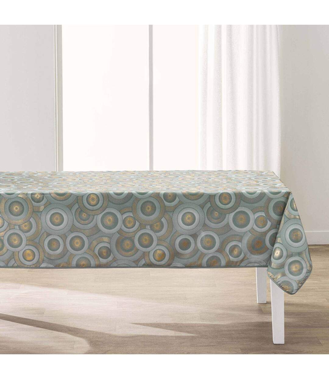 Nappe Imprimé Métallisé Eclipse 145x240cm Vert Sauge-1