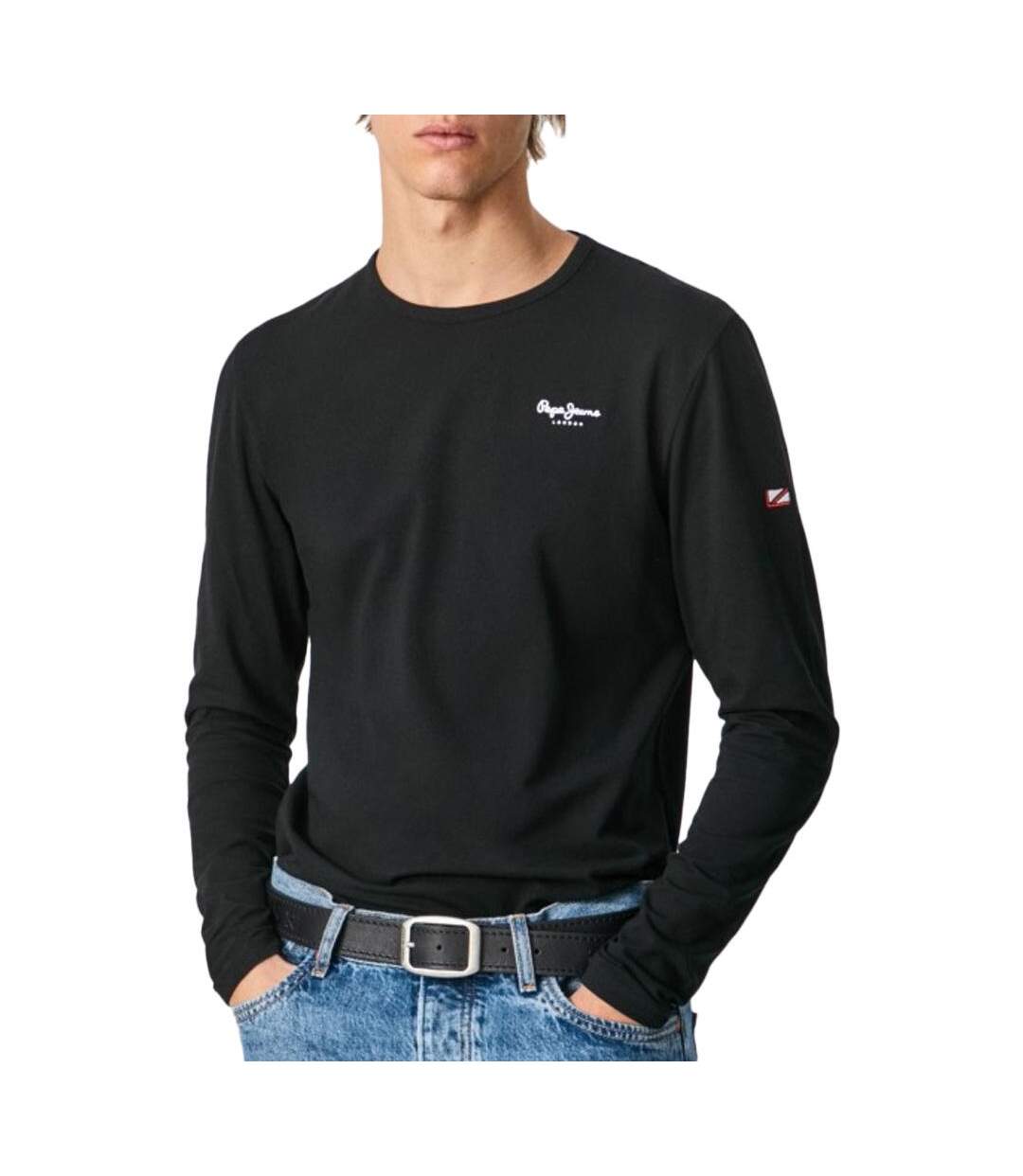 T-Shirt manches longues noir homme pepe jeans original basic 2-1