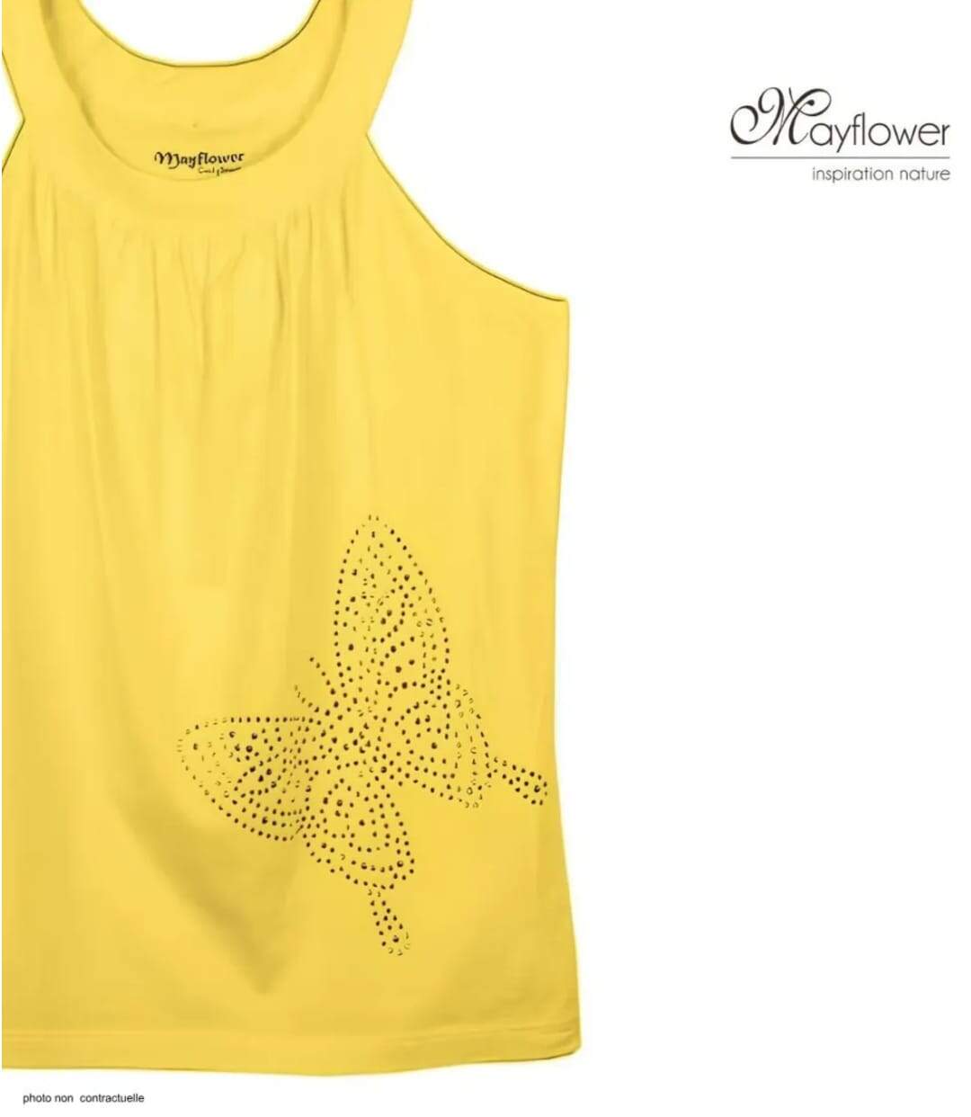 Débardeur MAYFLOWER TF196J à motif papillon strass : la touche de soleil pour illuminer votre allure-4