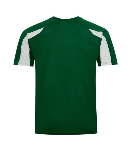 Just Cool Mens Contrast Cool Sports Plain T-Shirt (Kelly Green/Arctic White)