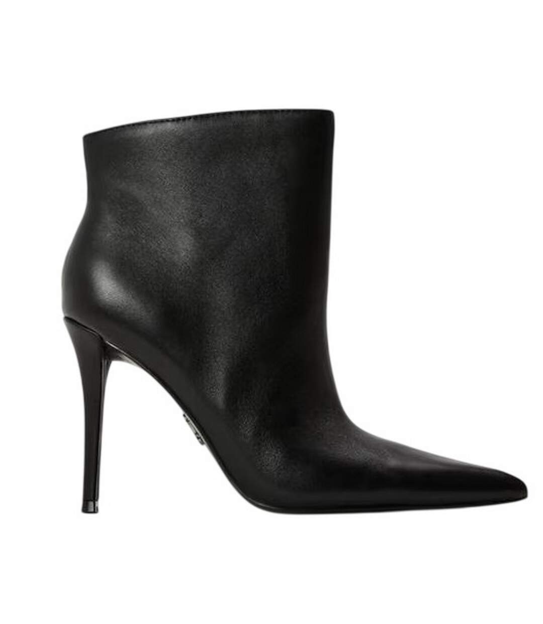 Womens/ladies Leather Stiletto Heel Ankle Boots Black Steve Madden-1