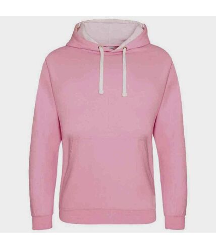 Womens/ladies varsity hoodie baby pink/arctic white Awdis