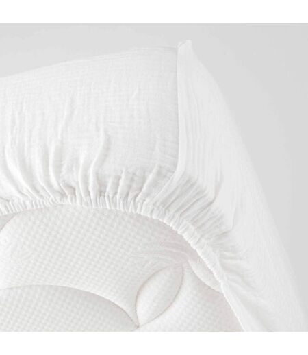 Drap Housse en Gaze de Coton Angelia 140x190cm Blanc